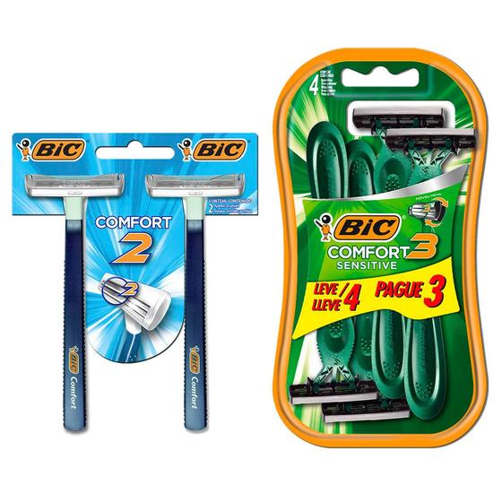 Imagem de Bic Kit Barbeador Comfort 3 Advance Sensitive Pague 3 Leve 4 + Comfort 2 Pele Normal