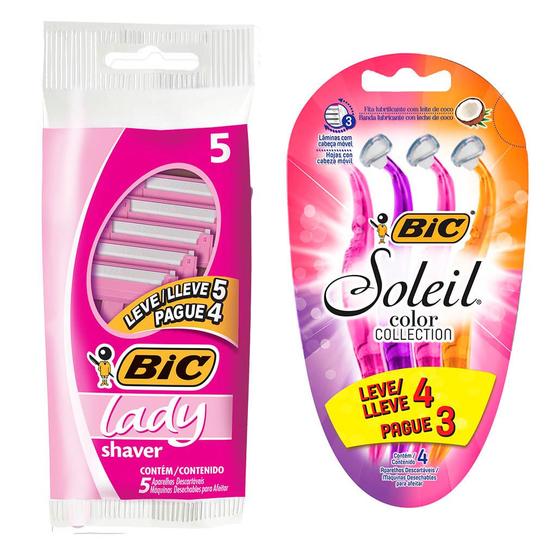 Imagem de Bic Kit Depilador Soleil Color Collection + Lady Shaver Rosa