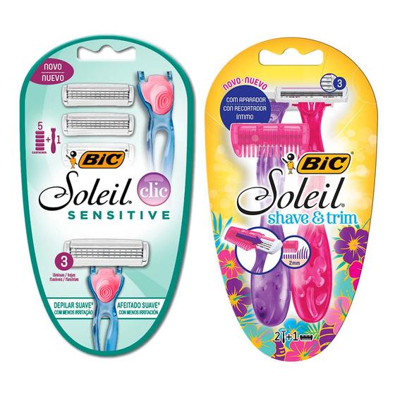 Imagem de Bic Kit Depilador Soleil Shave & Trim com Aparador de Pelos + Soleil Clic Sensitive