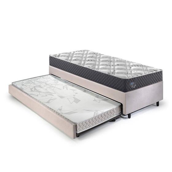 Imagem de Bicama Box Solteiro King com Colchão Adapto Ecoflex Molas Ensacadas Suede 96x203cm