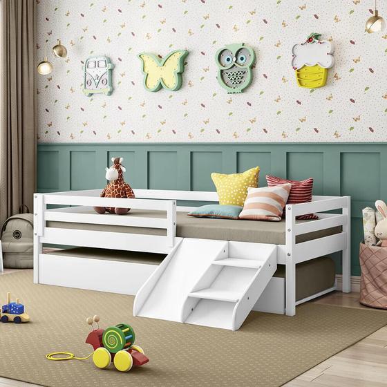 Imagem de Bicama Infantil Prime com Kit Escadinha/Escorrega Branco - Casatema