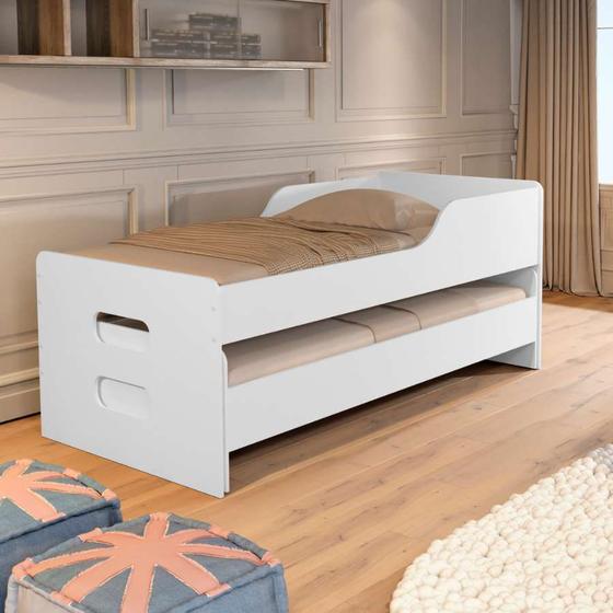 Imagem de Bicama Solteiro Com Auxiliar 100% MDF Com Grade De Proteção Reforçada Cores Disponíveis