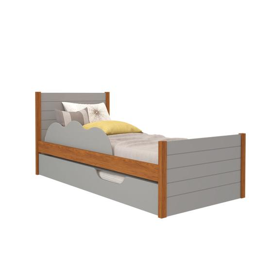 Bicama Solteiro Elza Grafite/Savana com proteção lateral e cama auxiliar - 100% MDF Menor preço em Bicama Solteiro Elza Grafite/Savana com proteção lateral e cama auxiliar - 100% MDF