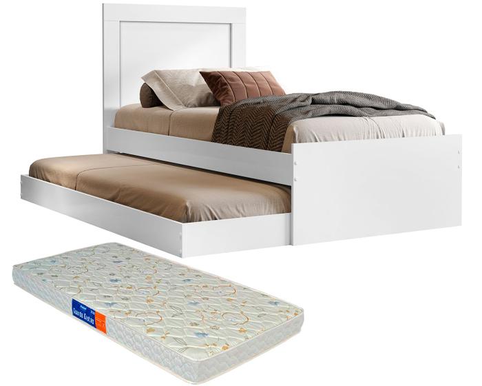 Bicama Solteiro Luara Com Colchão e Cama Auxiliar Branco Menor preço em Bicama Solteiro Luara Com Colchão e Cama Auxiliar Branco