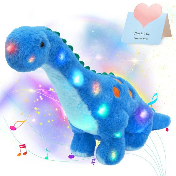 Imagem de Bicho de Pelúcia Diplodocus Houssbaby com LED e Música - 14" Azul