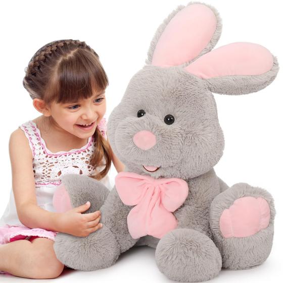 Imagem de Bicho de pelúcia Lanmore Giant Bunny Easter Rabbit 80 cm cinza