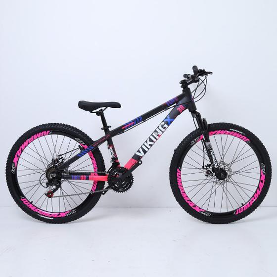 Imagem de Bicicleta 26 vikingx 21v index - tuff x-30 - preto/rosa