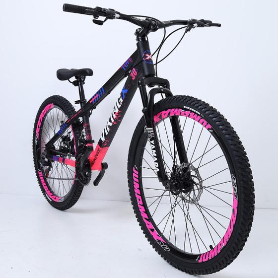 Imagem de Bicicleta 26 vikingx 21v shimano - tuff x-30 - preto/rosa