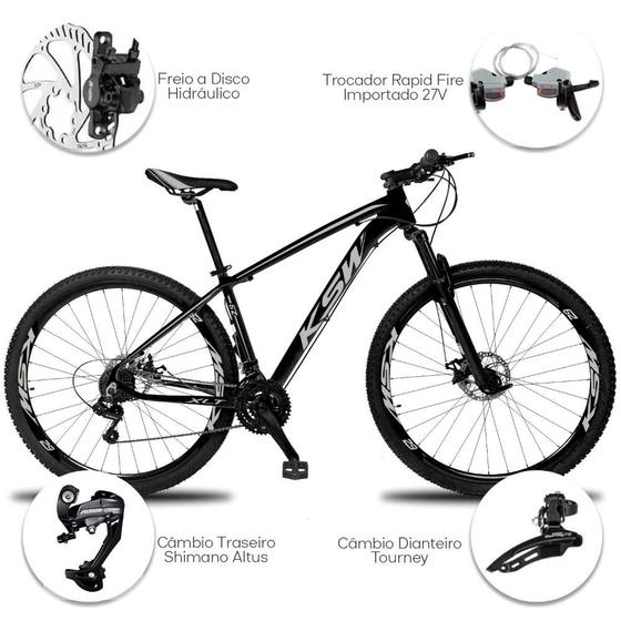 Bicicleta Ksw Xlt Disc H T19 Aro 29 Susp. Dianteira 27 Marchas - Cinza/preto