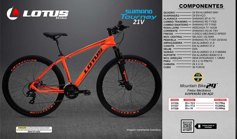 Bicicleta 29 al lotus /cxr f. mec lar/pto Menor preço em Bicicleta 29 al lotus /cxr f. mec lar/pto