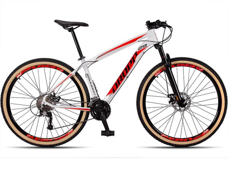 Bicicleta Dropp Aluminum Disc H T17 Aro 29 Susp. Dianteira 27 Marchas - Branco/vermelho