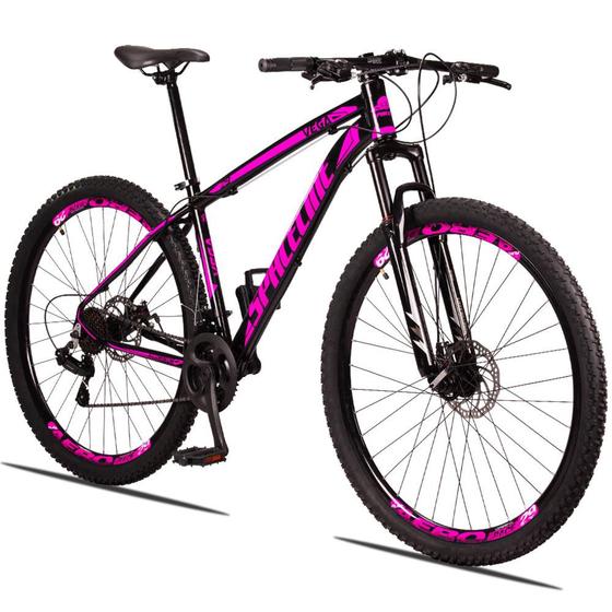 Bicicleta Spaceline Vega Aro 29 Susp. Dianteira 21 Marchas - Preto/rosa