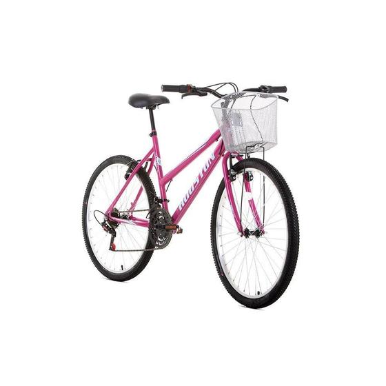 Bicicleta Adulto Houston Foxer Maori Aro 26, 21 Marchas, Quadro de Aço Carbono, Freio V-Brake, Com Cesto, Rosa Menor preço em Bicicleta Adulto Houston Foxer Maori Aro 26, 21 Marchas, Quadro de Aço Carbono, Freio V-Brake, Com Cesto, Rosa
