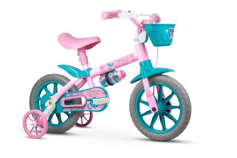 Bicicleta Nathor Charm Aro 12 Rígida 1 Marcha - Azul/rosa