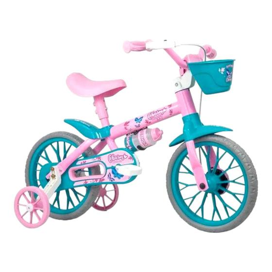 Imagem de Bicicleta aro 12 charm rosa/verde. com cesta bike infantil