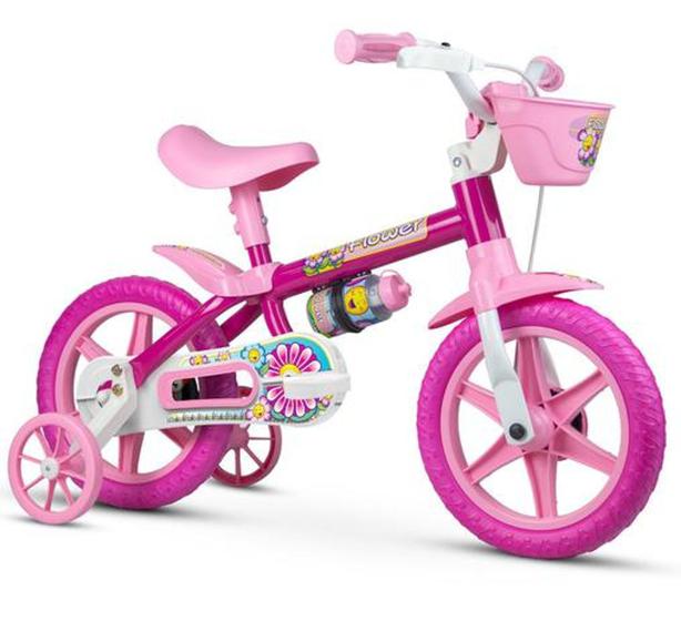 Imagem de Bicicleta Aro 12 Flower Com Garrafinha - Nathor - 7898322522712