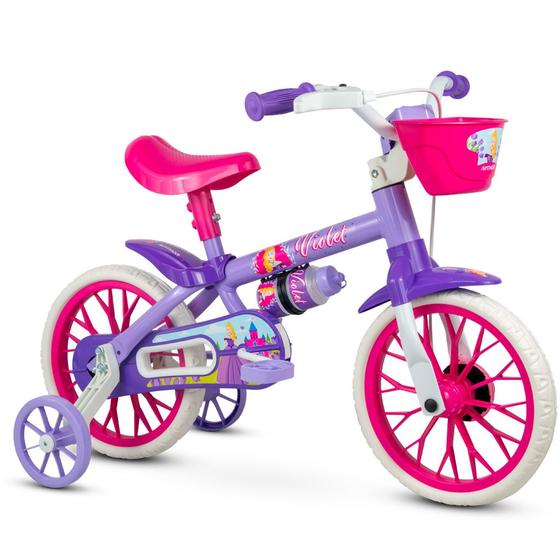 Imagem de Bicicleta Aro 12 Infantil Com Rodinhas Violet Nathor