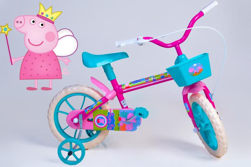 Imagem de Bicicleta Aro 12 Infantil Feminina Pink e Azul Turquesa - Personagem