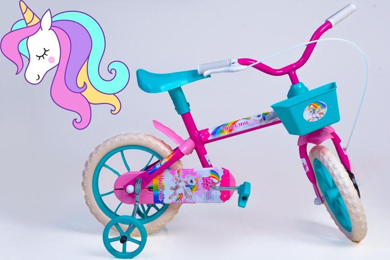 Imagem de Bicicleta Aro 12 Infantil Feminina Pink e Azul Turquesa - Personagem