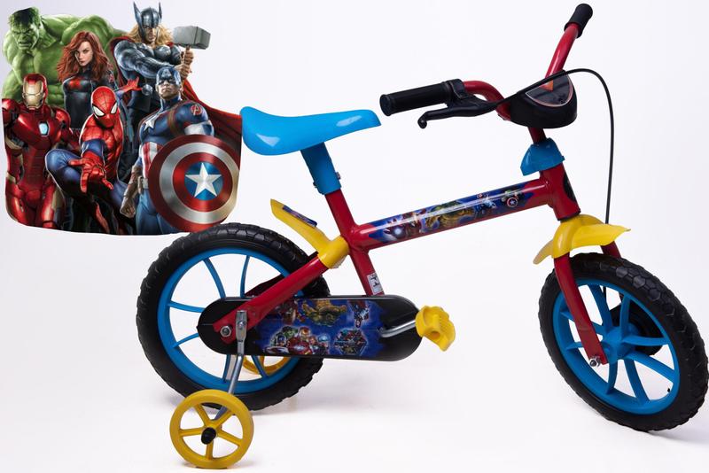 Imagem de Bicicleta Aro 12 Infantil Masculina Vermelho /Azul/Amarelo - Personagem