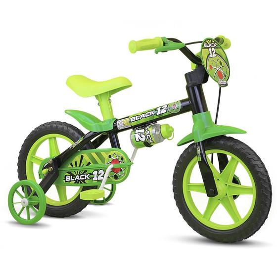 Imagem de Bicicleta aro 12 infantil nathor black 12 verde/preto