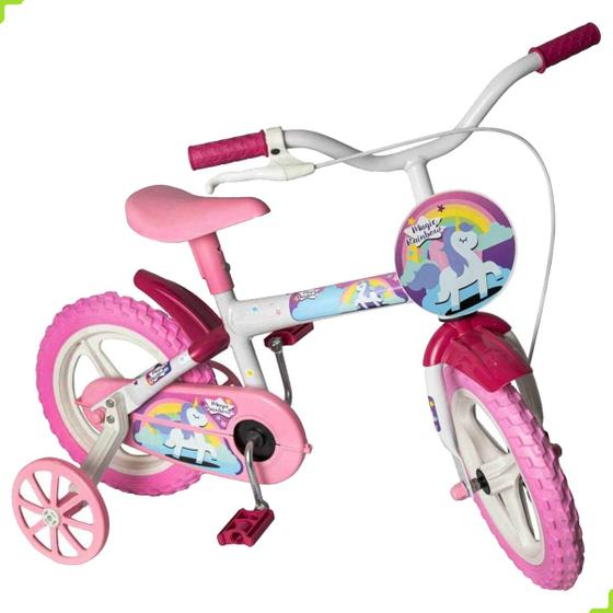 Bicicleta Styll Magic Rainbow Aro 12 Rígida 1 Marcha - Branco/rosa