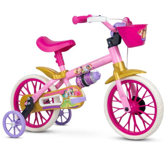 Bicicleta Nathor Princesas Disney Aro 12 Rígida 1 Marcha - Rosa