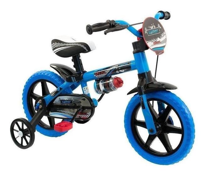 Imagem de Bicicleta Aro 12 Veloz Nathor Menino Azul com Rodinhas