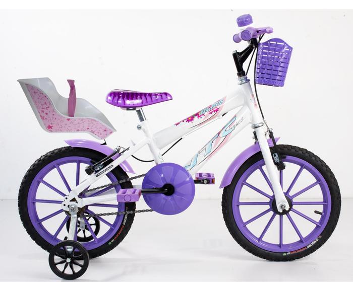 Imagem de bicicleta aro 16 com acessorios e  cadeirinha de boneca