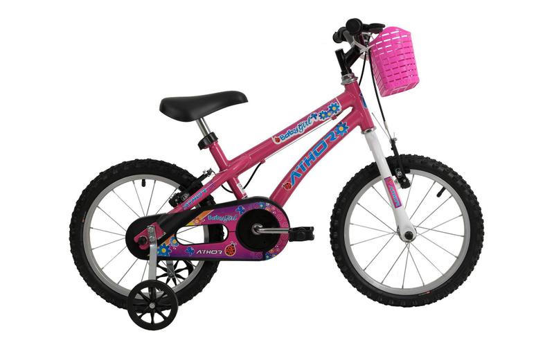 Bicicleta Athor Bike Baby Girl Aro 16 Rígida 1 Marcha - Branco/rosa