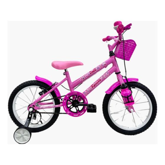 Imagem de Bicicleta Aro 16 Infantil Feminina Com Rodinhas Rosa