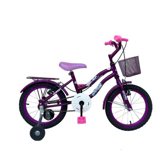 Imagem de Bicicleta Aro 16 Infantil Feminina Princesa Retro C/ Cestinha Rodinhas De Treinamento