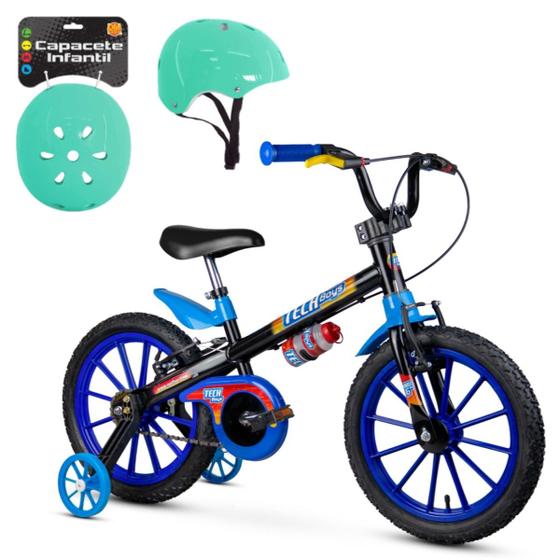 Imagem de Bicicleta Aro 16 Nathor Tech Boys Com Rodinhas e Capacete