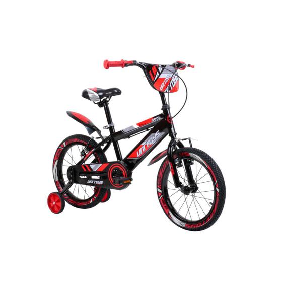 Imagem de Bicicleta Aro 16 Pro Aventura Vermelha 2658 Uni Toys Freios V-Brake Com Rodinhas Protetor de Corrente