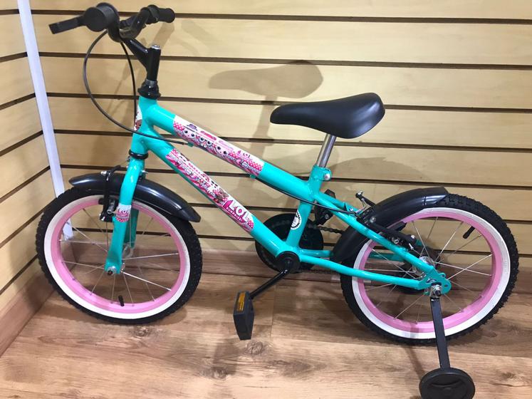 Bicicleta aro 16 verde tiffany/preto lol pneu faixa branca LEOBIKE Bicicleta Magazine Luiza