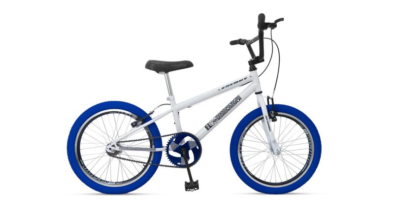 Bicicleta Aro 20 Tipo Cross Free Style Bmx Branca/Azul - Ello Bike Menor preço em Bicicleta Aro 20 Tipo Cross Free Style Bmx Branca/Azul - Ello Bike
