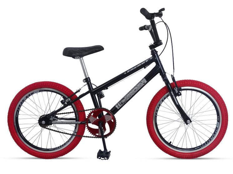 Bicicleta Ello Bike Cross Freestyle Aro 20 Rígida 1 Marcha - Preto/vermelho