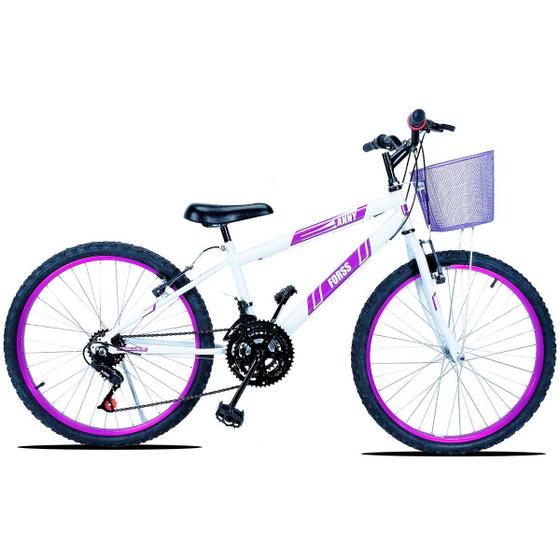 Bicicleta Aro 24 C/cestinha Forss Anny 18 Marchas Branco Menor preço em Bicicleta Aro 24 C/cestinha Forss Anny 18 Marchas Branco