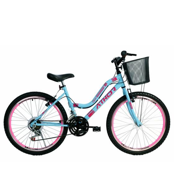 Bicicleta Aro 24 Feminino Athor Musa 18V Aro Aero Com Cesta Menor preço em Bicicleta Aro 24 Feminino Athor Musa 18V Aro Aero Com Cesta