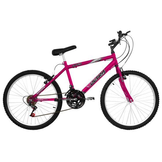 Bicicleta Ultra Bikes Chrome Aro 24 Rígida 18 Marchas - Rosa