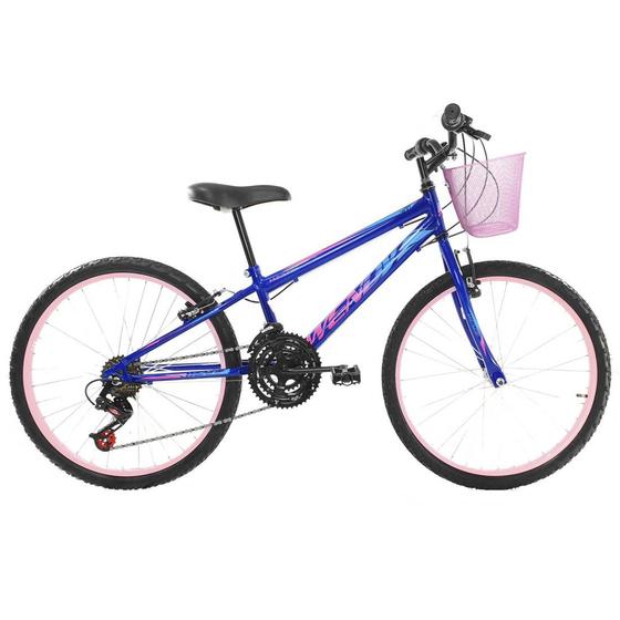 Imagem de Bicicleta Aro 24 para Menina Infantil Wendy 18V Com Cestinha