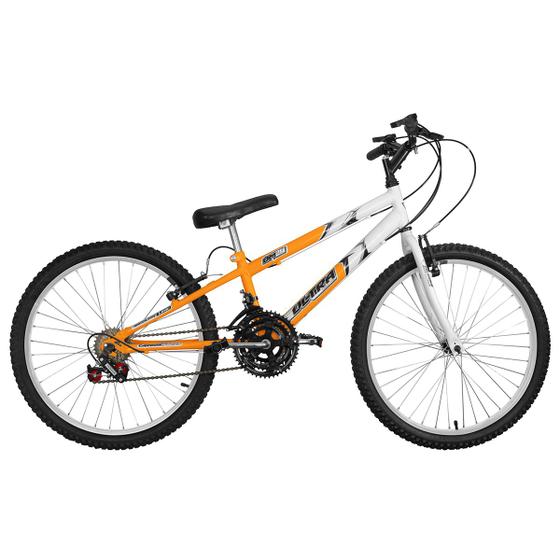 Bicicleta Ultra Bikes Pro Tork Rebaixada Aro 24 Rígida 18 Marchas - Branco/laranja