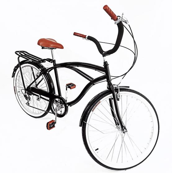 Imagem de Bicicleta aro 26 Caiçara retrô 6v com bagageiro  Preto