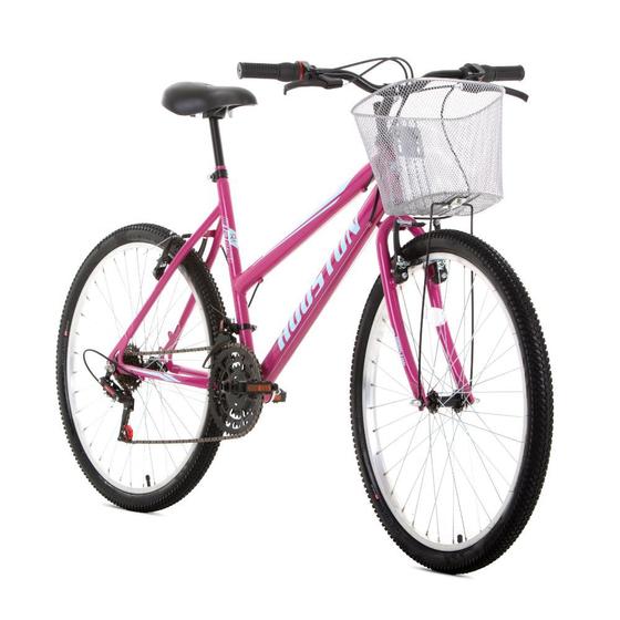 Bicicleta Aro 26 Houston Foxer Maori Com Cesto 21 Velocidades Rosa Menor preço em Bicicleta Aro 26 Houston Foxer Maori Com Cesto 21 Velocidades Rosa