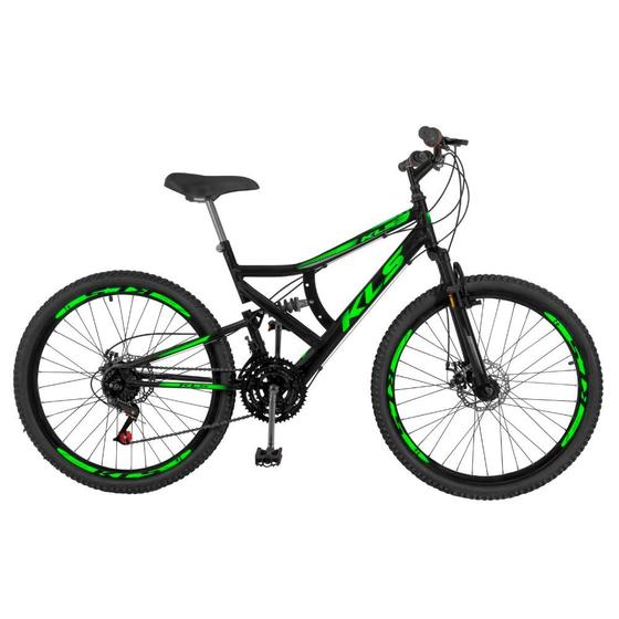 Bicicleta Kls Gold Aro 26 Full Suspensão 21 Marchas - Preto/verde