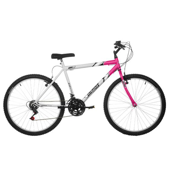 Bicicleta Ultra Bikes Pro Tork Rebaixada Aro 26 Rígida 18 Marchas - Branco/rosa