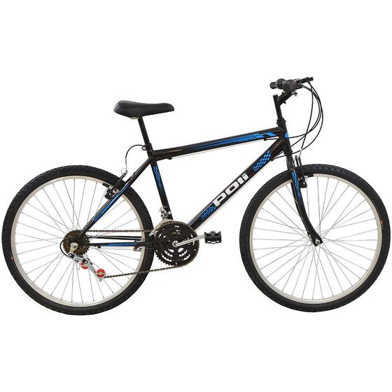 Imagem de Bicicleta Aro 26 MTB Poli Podium Quadro 17" 18 velocidades Preta/Azul