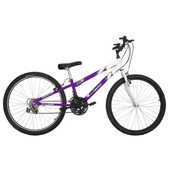 Bicicleta Ultra Bikes Pro Tork Rebaixada Aro 26 Susp. Dianteira 18 Marchas - Branco/lilás