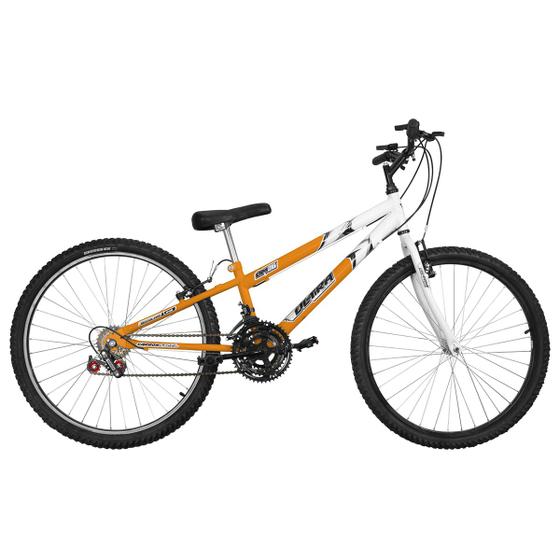 Bicicleta Ultra Bikes Pro Tork Rebaixada Aro 26 Rígida 18 Marchas - Branco/laranja