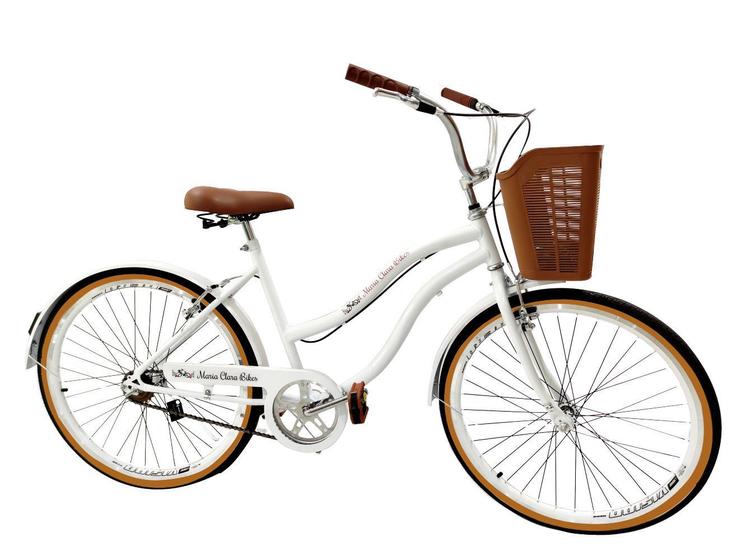 Imagem de Bicicleta Aro 26 Retrô Vintage Adulto Cesta reforçada Branco